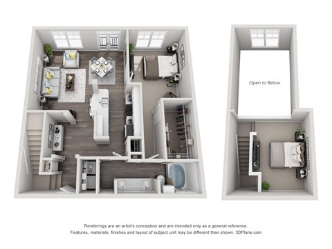 Floor plan for 1 bed, 1 bath, 1102 sqft